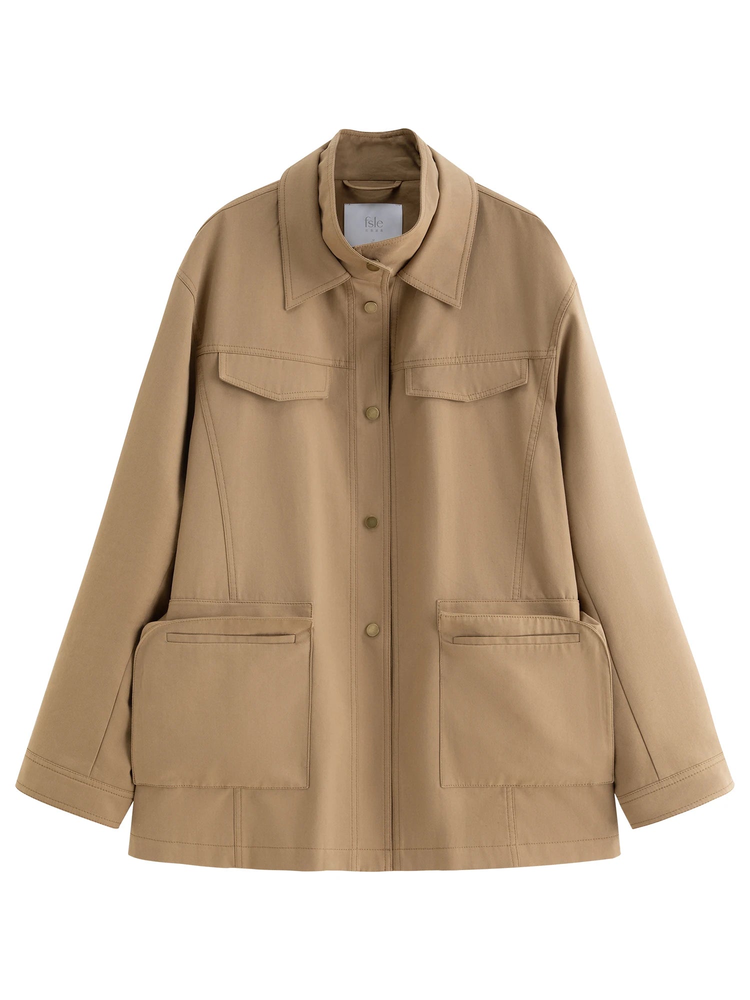 FSLE 2025 New Fall Women Vintage Baren Style Workwear Jacket Oversize Lapel Coat Retro Loose Fit Utility Jacket Outerwear Jacket