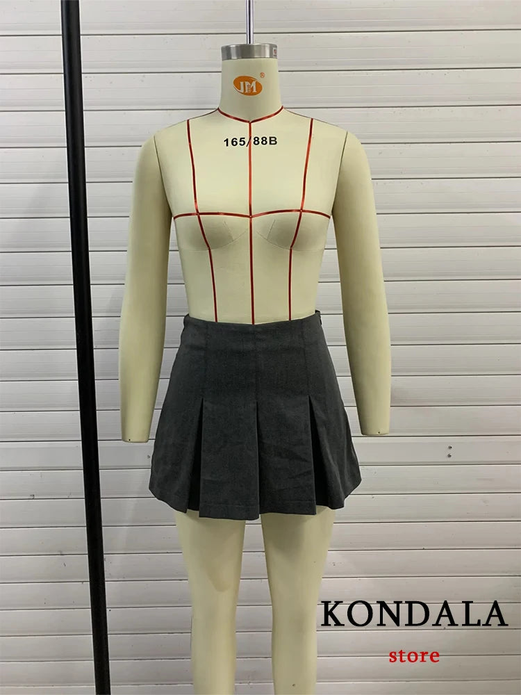 Dark Grey Mini Skirts Women Ruffles Pleated Sexy Shorts Skirts Female Fashion 2024 Streetwear Mujer Faldas