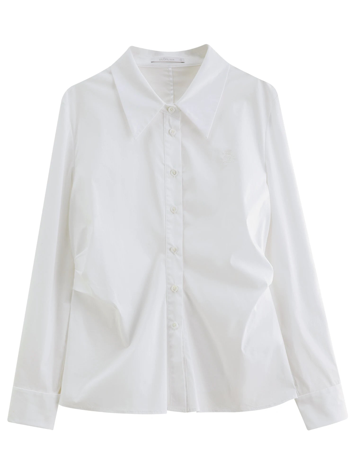 DUSHU Pleated Tie Waist Tricolor Shirt 2025 Autumn New Shirt Slim Tops A-line Skirts Women Suits