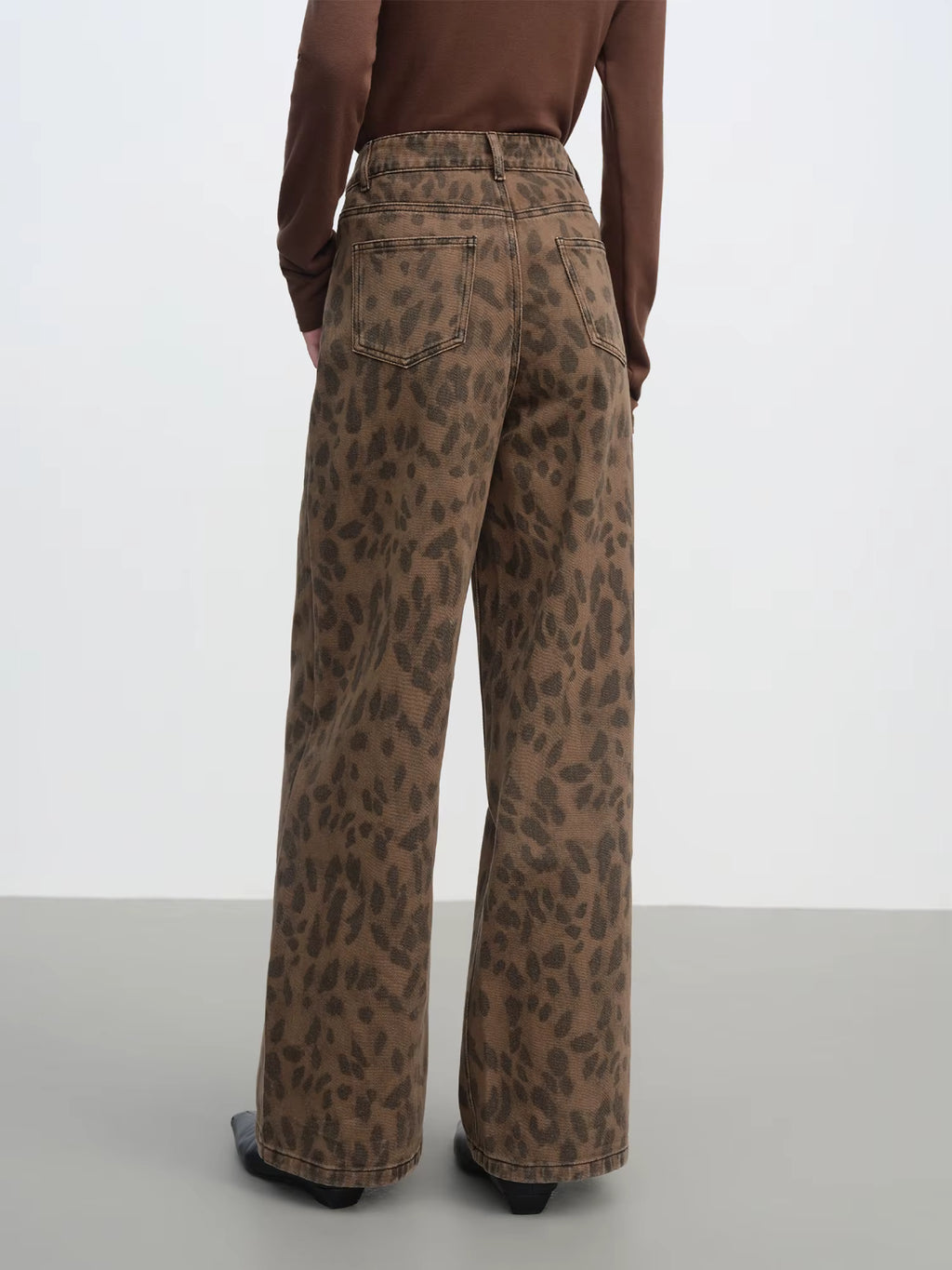 2025 New Women's Jeans Chic Brown Straight Leg Pants Cotton Washed Denim High Waist Tummy Control Slim Fit Casual Trousers