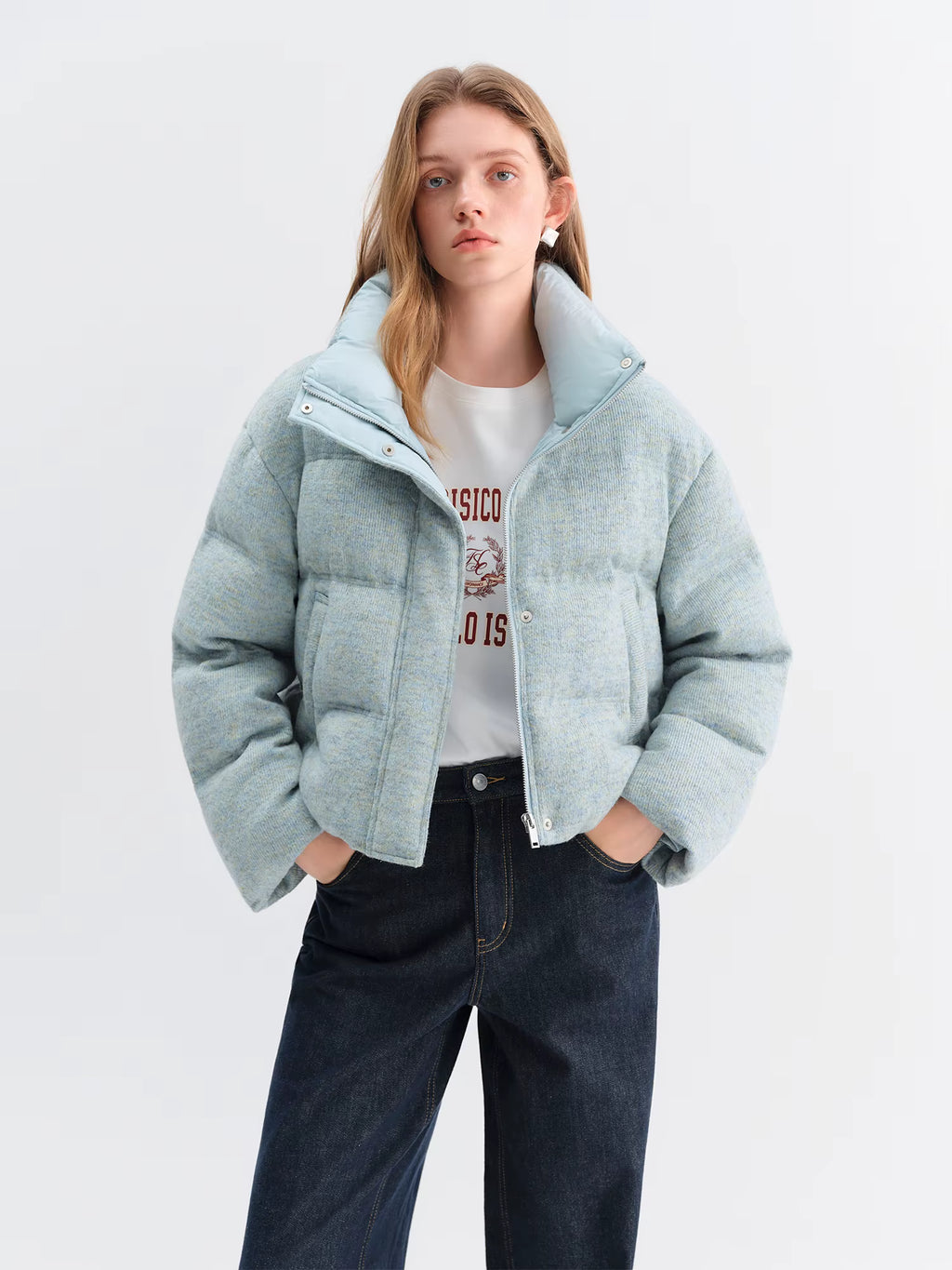 Short Knit Fabric Down Jacket Women Stylish Design Winter Outerwear 2025 Autumn Winter New Arrival Collection Down Coats