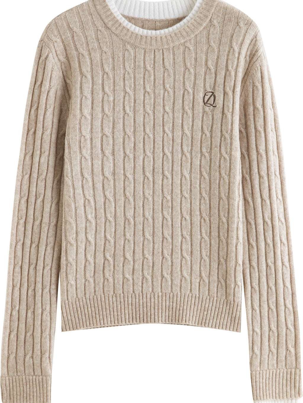 ZIQIAO-Petite Women's Mock Two-Piece Round Neck Jacquard Wool Knit Sweater Korean-Style Pullover Fall 2025 New Arrival Pullovers
