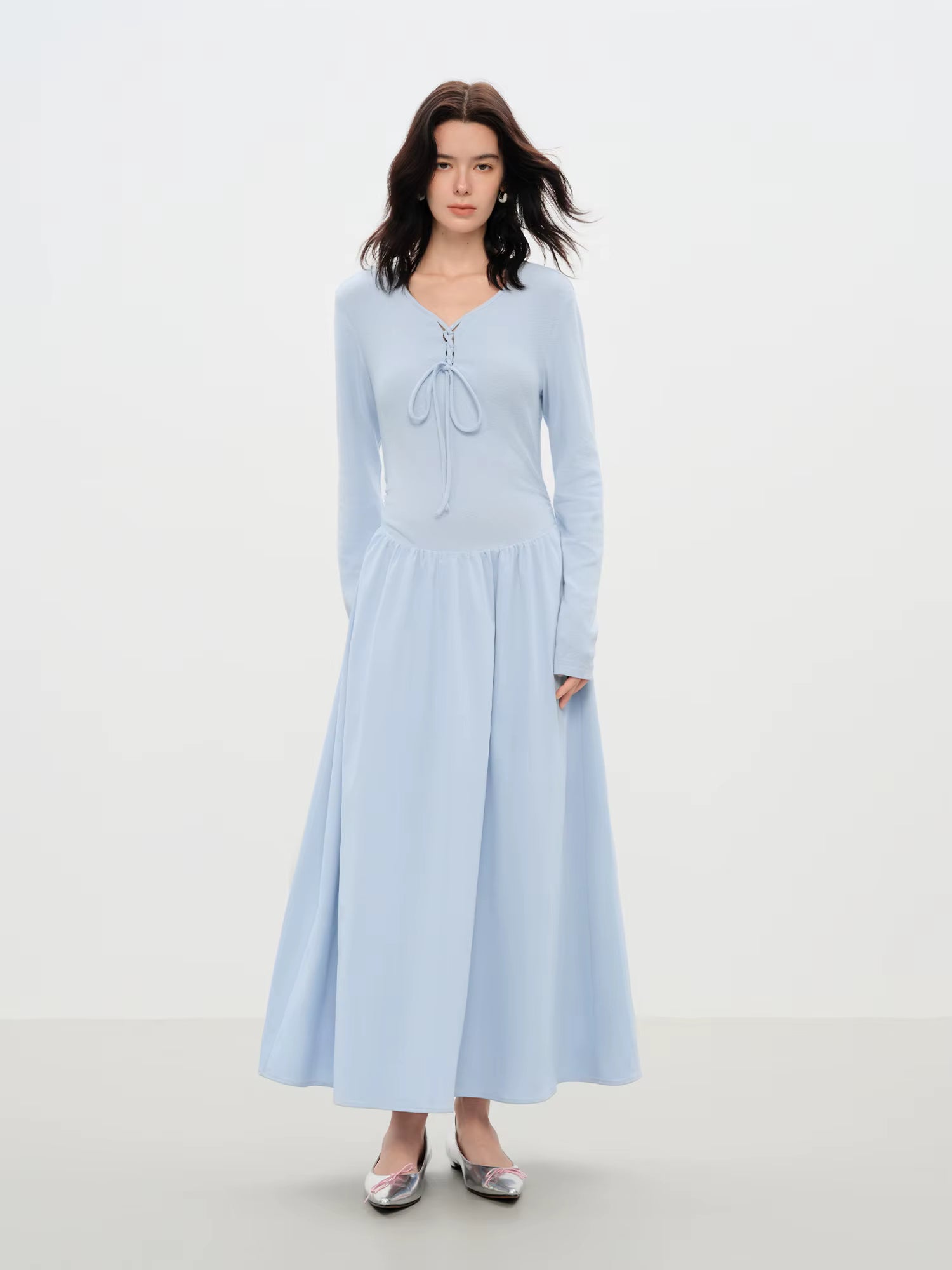 Elegant Autumn Party Dress Knit Patchwork Long Sleeves Dress for Women Fall Winter 2025 New Arrival Stretchy Inner Dresses
