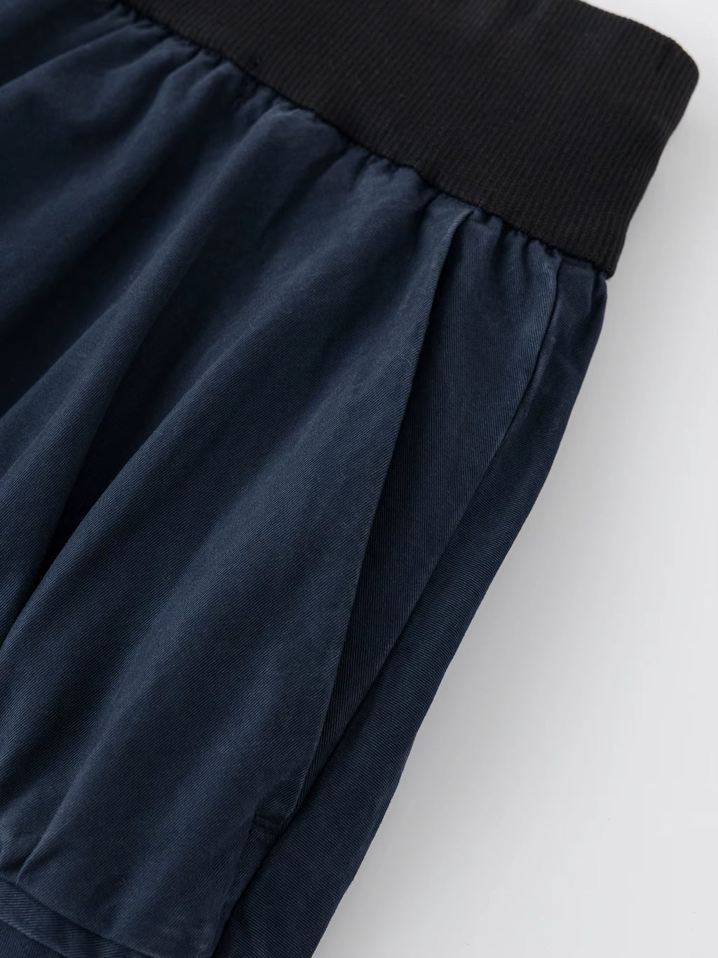 Washed Blue Patchwork Pleated Half Skirt Women's Winter 2025 New Arrival Drawstring Oversized Skirt 100% Cotton Skirts