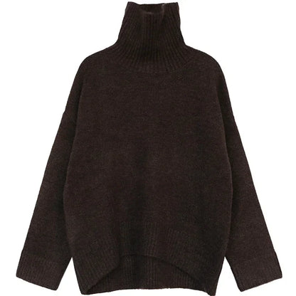 CHIC VEN Korean Women's Sweater Loose Turtleneck Sweaters Warm Solid Pullover Knitwear Basic Female Tops Autumn Winter