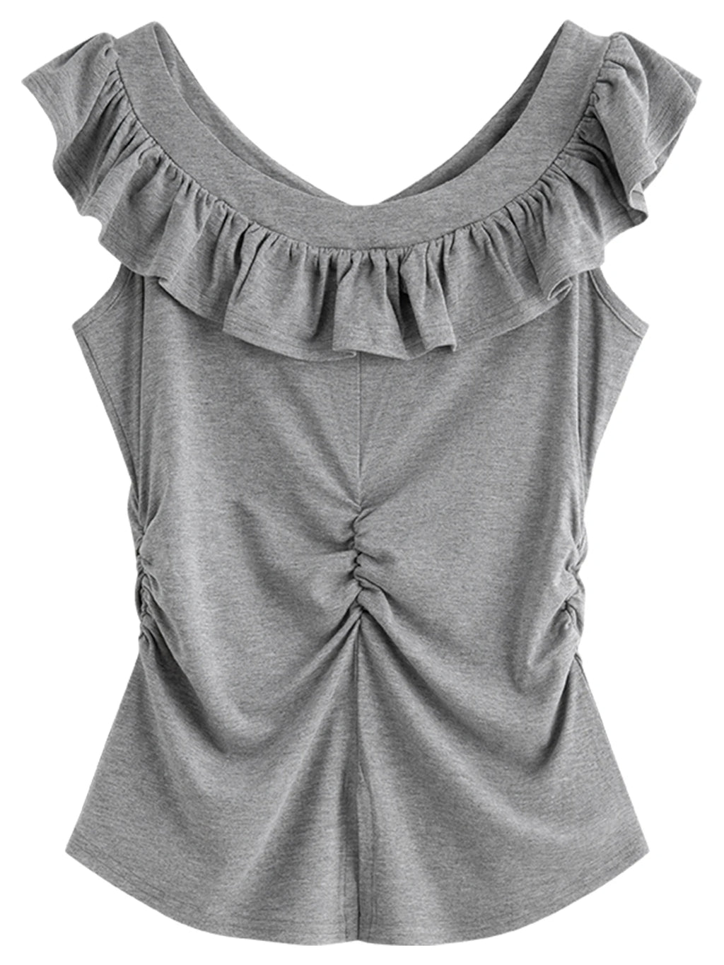 FSLE French Style Ruffled Small Flying Sleeve T-shirt for Women 2025 Summer New Waist Pleated Short Sleeves