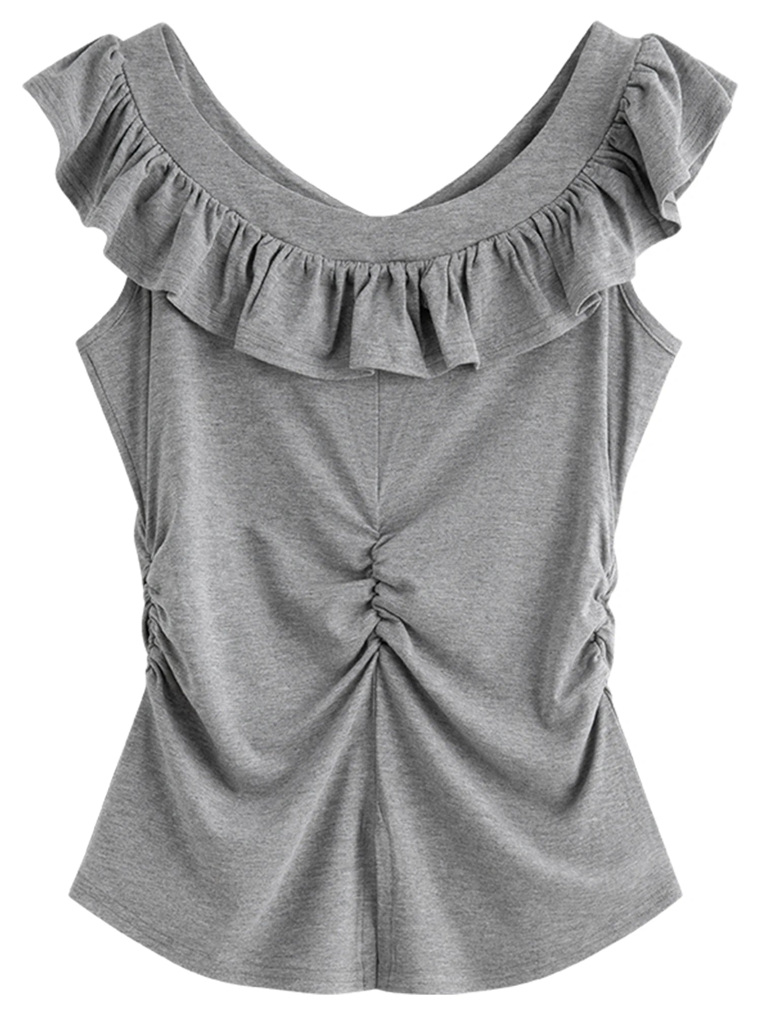 FSLE French Style Ruffled Small Flying Sleeve T-shirt for Women 2025 Summer New Waist Pleated Short Sleeves