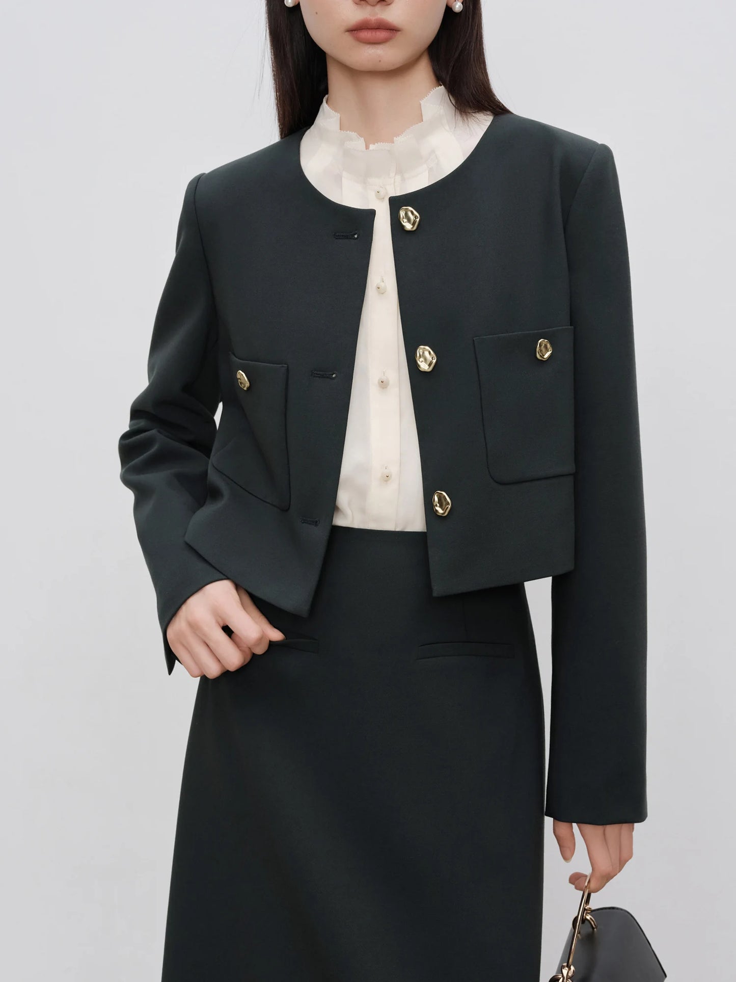 ZIQIAO Petite Size Short Mini Suit Jacket, Half Skirt Set Women's 2024 Autumn New Commuting OL Two-piece Set 24ZQ93175+24ZQ93176