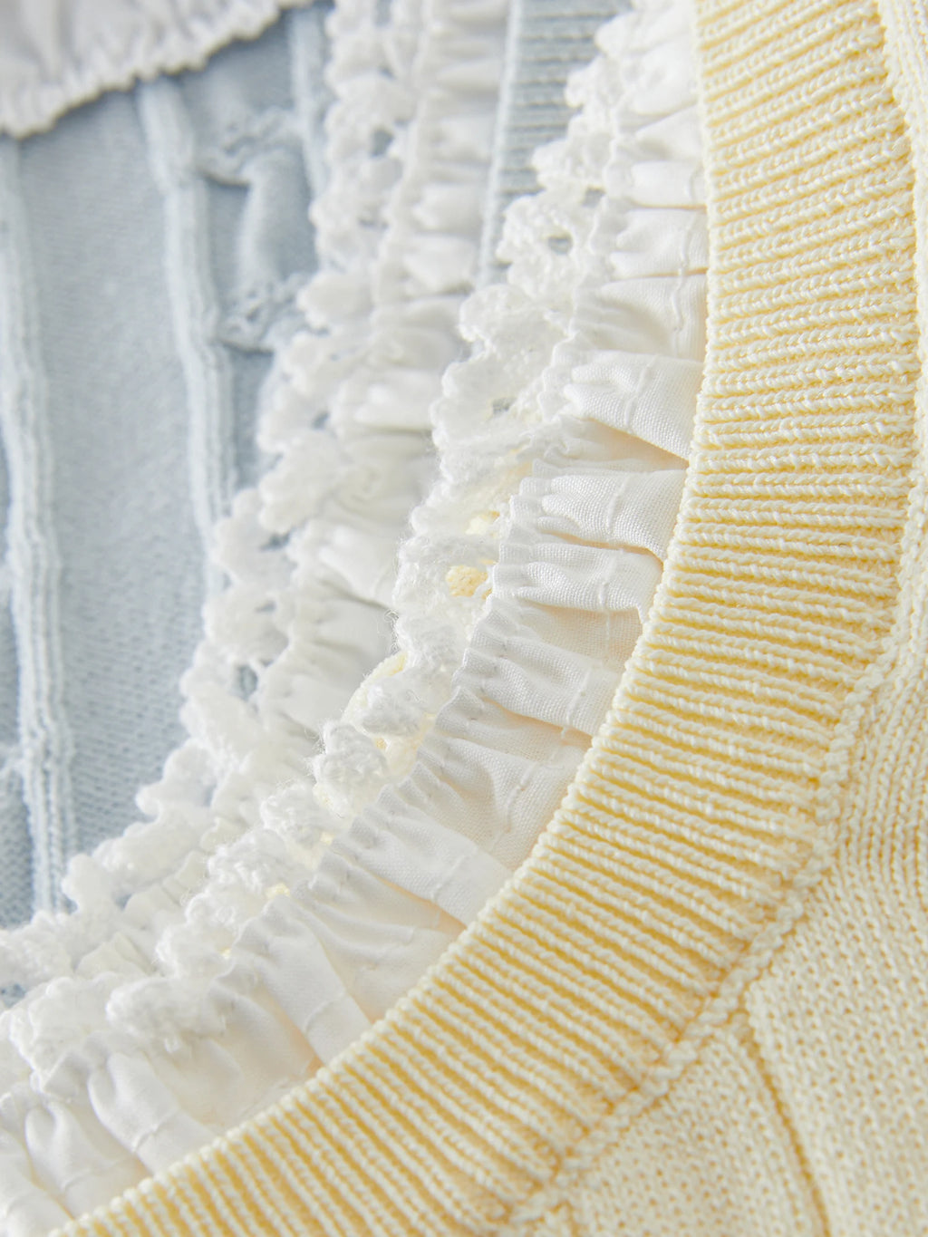FSLE Youthful Cable Knit Two-Piece Top 2025 Summer Lace Trim Collar Slim Fit Day to Night Outfit Casual Loose Tops