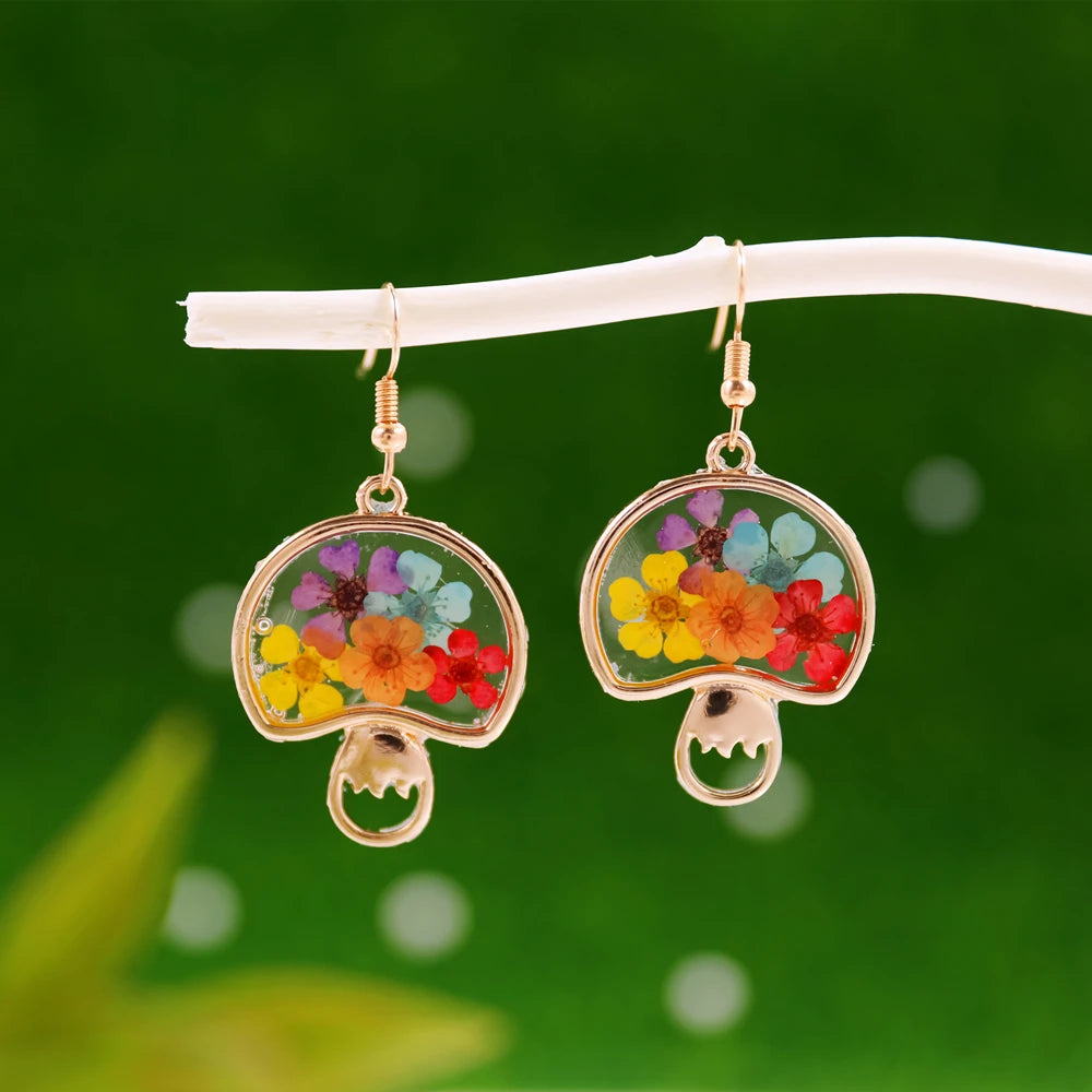 Flower Drop Earrings for Women Fashion Jewelry for Ladies Girls Gifts Trendy Mushroom Shape Flower Drop Earrings Jewellery