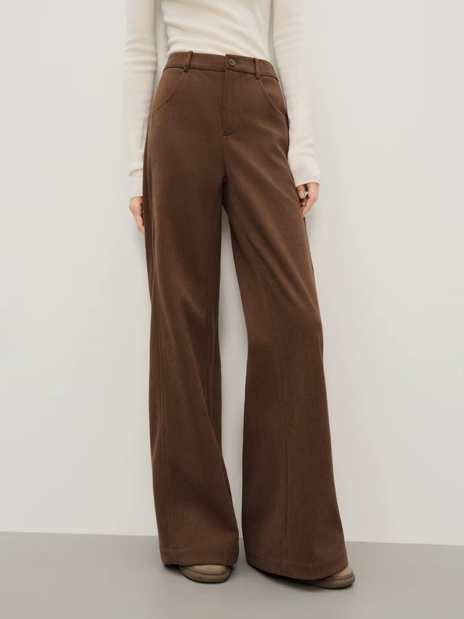 Vintage Relaxed Drape Straight Casual Tros Herringbone Fabric for Women Winter 2025 New Arrival Slimming Effect Pants