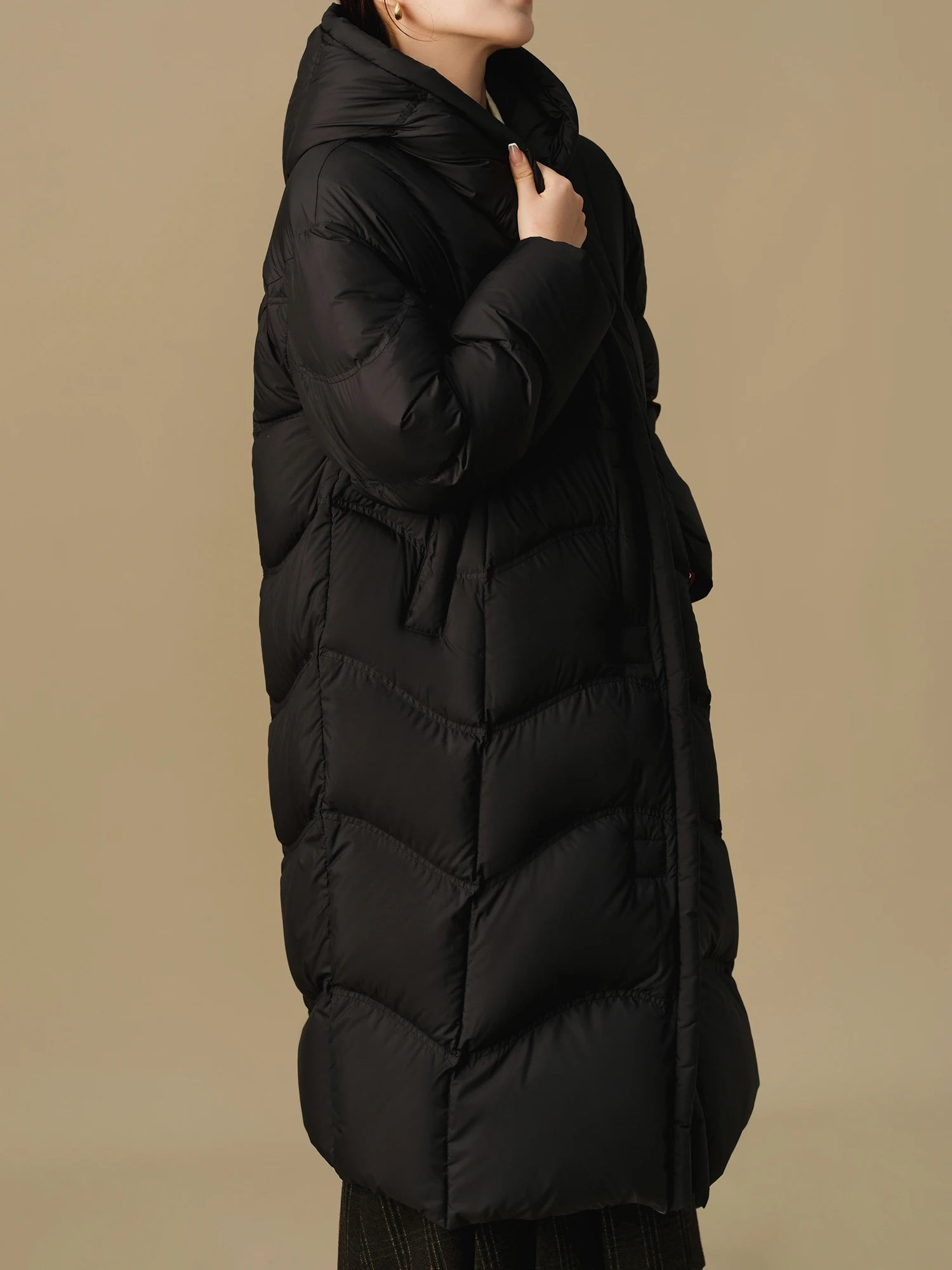 DUSHU 215-236G Filling Amount Simple Elegant High-end Long Down Jacket 2024 Winter New Cold Resistant Jacket 24DS84032