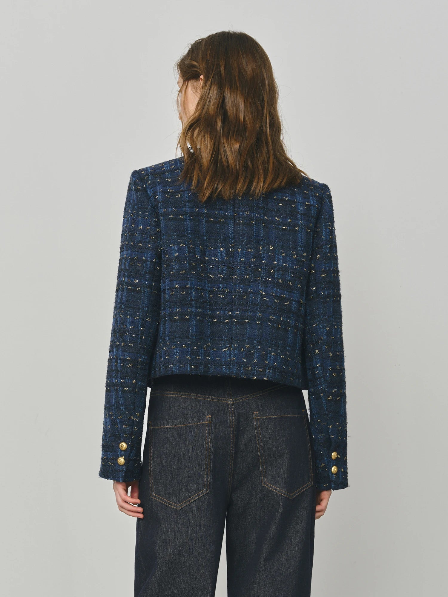 Cropped Jacket for Women 2025 Autumn New Exquisite Lace Stitching Long Sleeve Coats Top