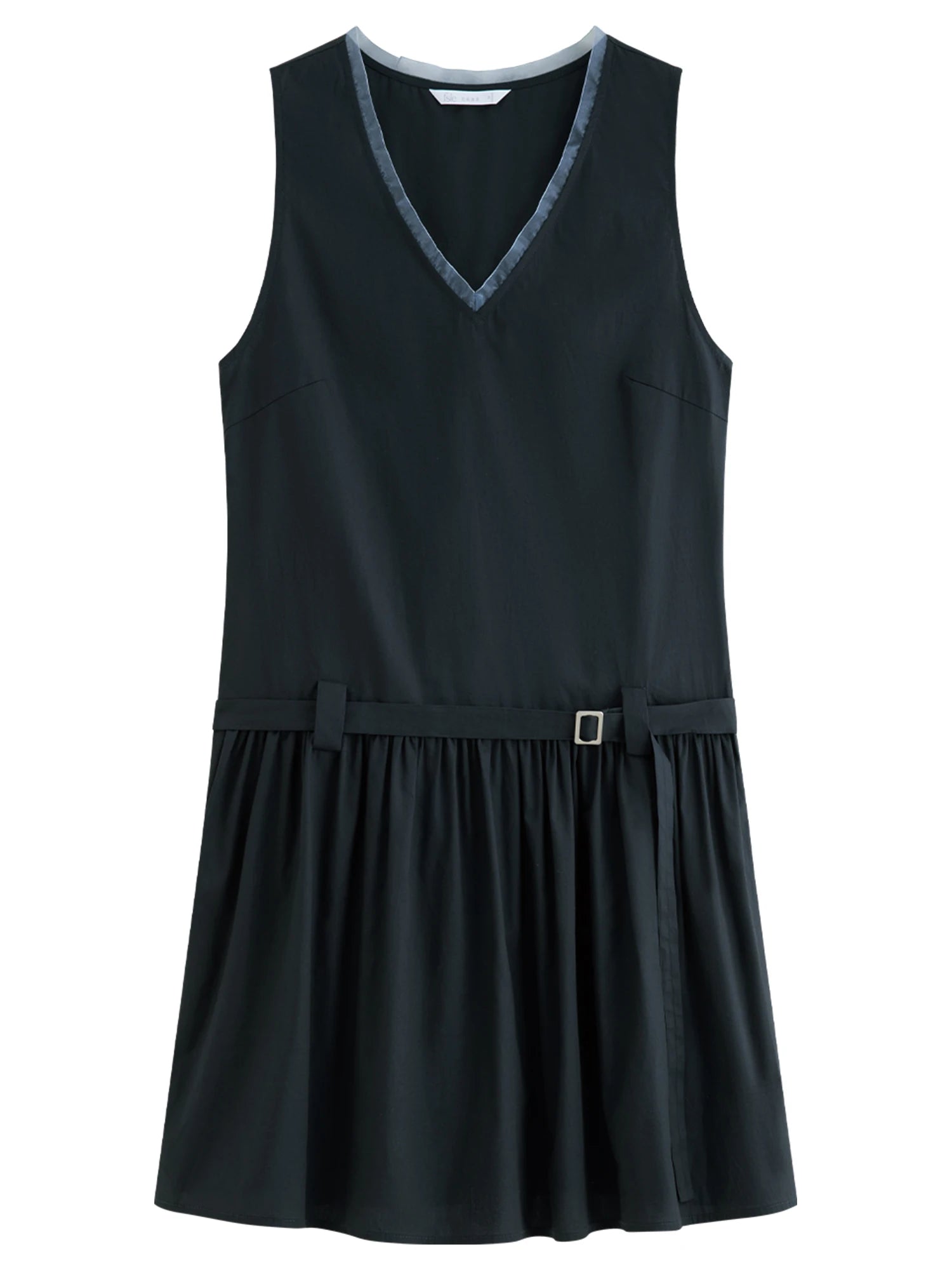 FSLE Sleeveless V-neck Design Dress 2025 Summer Korean Style Pure Cotton Slim Shirt Top