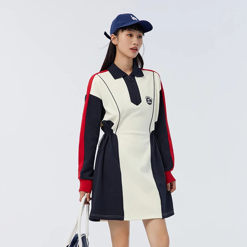 Semir Dress Women Loose 2023 Spring New Slimming Color Matching Polo Dress