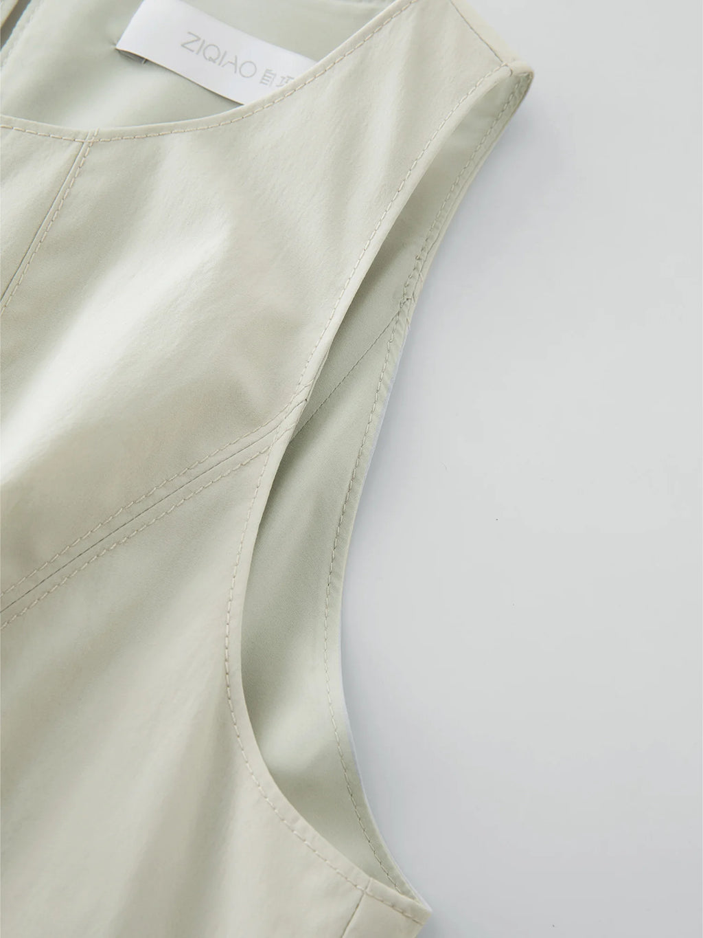 ZIQIAO Workplace Simple Commuting Waist Dress Women 2025 Summer New Green Slim Temperament Vest Skirt