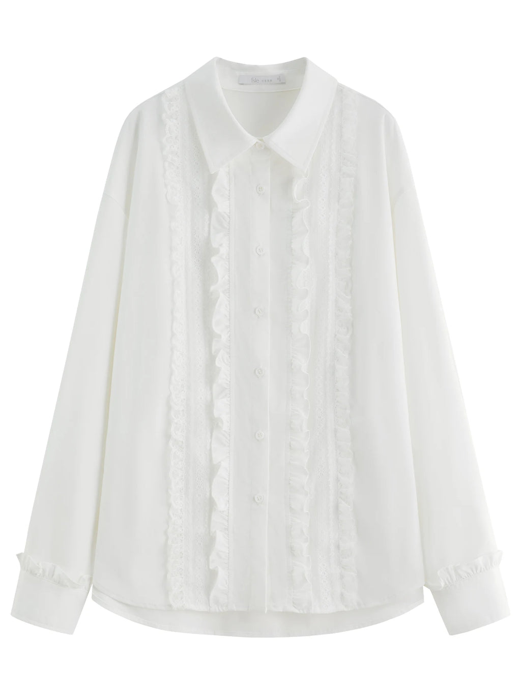 FSLE French Style Elegant Romantic Ruffled Lace White Shirt Women's Winter 2025 New Shirt