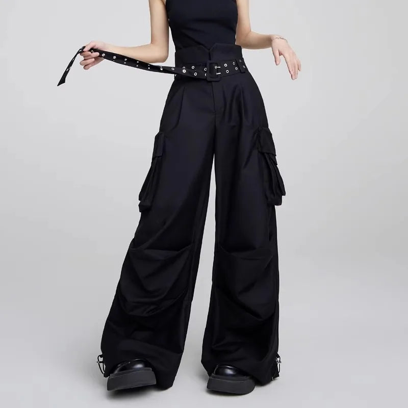 Y2K Streetwear Vintage Chic Cargo Pants for Women High Wide Leg Straight Joggers Trousers