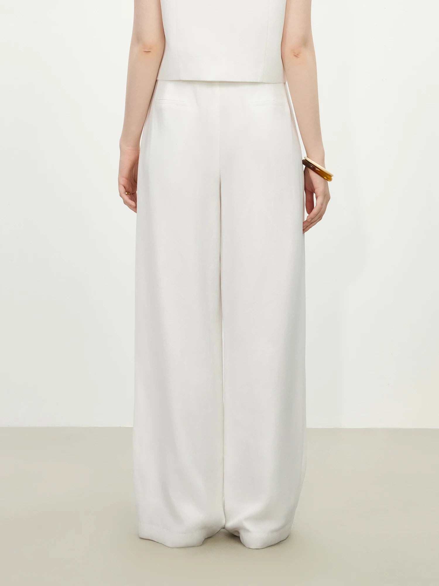FSLE 2025 Summer Old Money Vest Wide-Leg Pants Set Vintage Tailored Two-Piece Adjustable Waist Eco Linen for Boardroom to Brunch