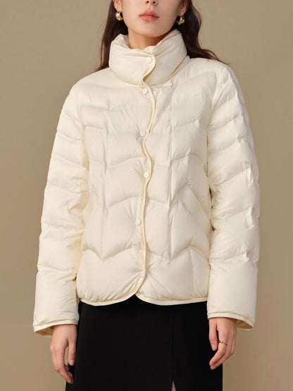 DUSHU 95.6G Filling Amount Women's High Collar Down Coat 2024 Winter New Loose White Casual Warm Female Down Jacket 24DS84081