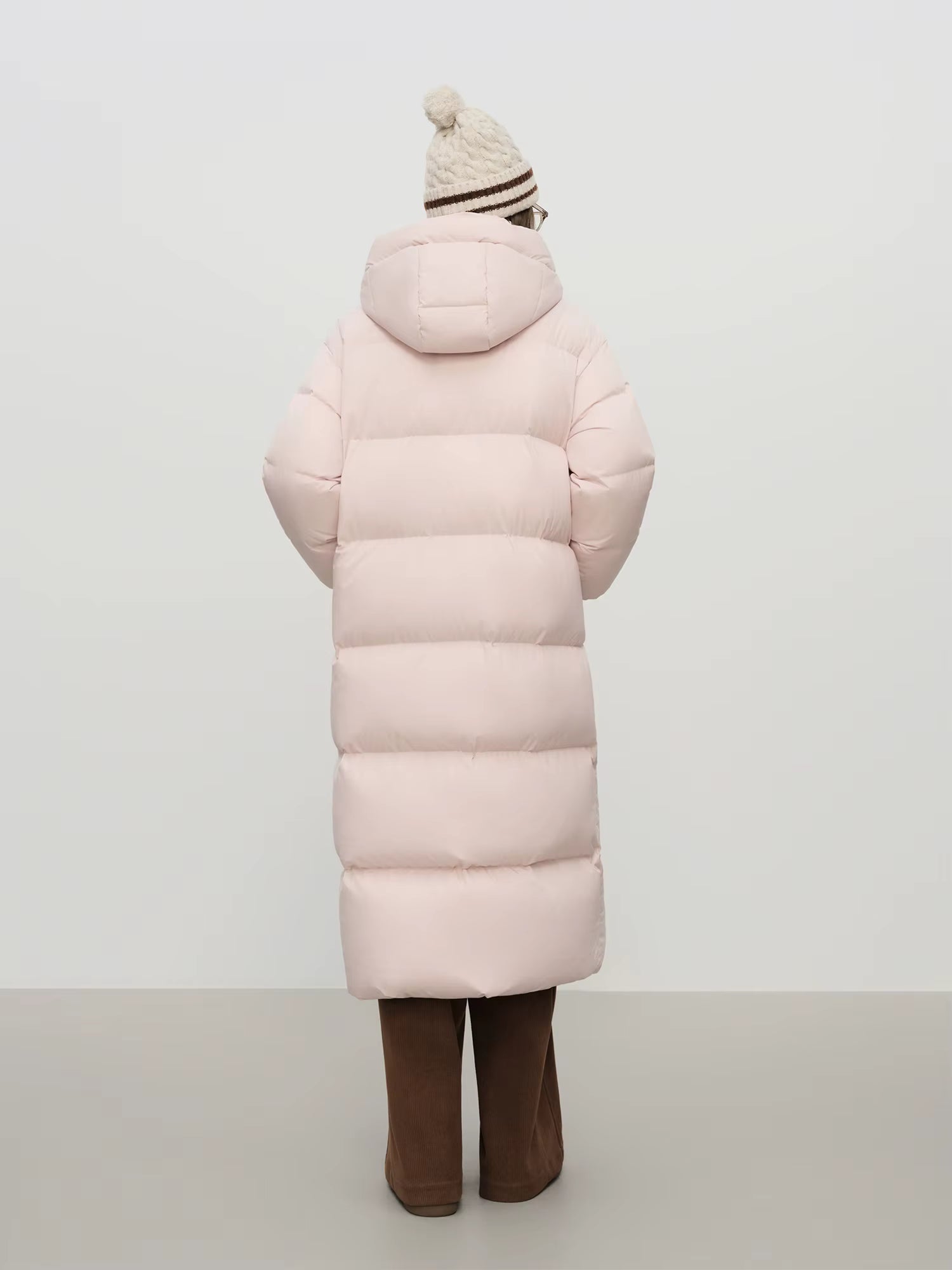 2025 Winter Women's Long Down Coat Stand Collar Hood Straight Cut Thermal Puffer Warm Windproof Outerwear for Cold Weather