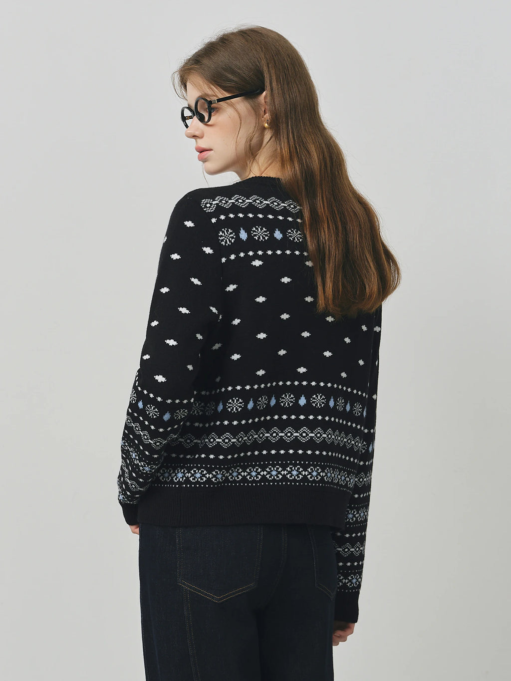 FSLE Fair Isle French Retro Jacquard Open Knit Women's Winter 2025 Slim Fit Sweater Women Clothing Sweaters Cardigan