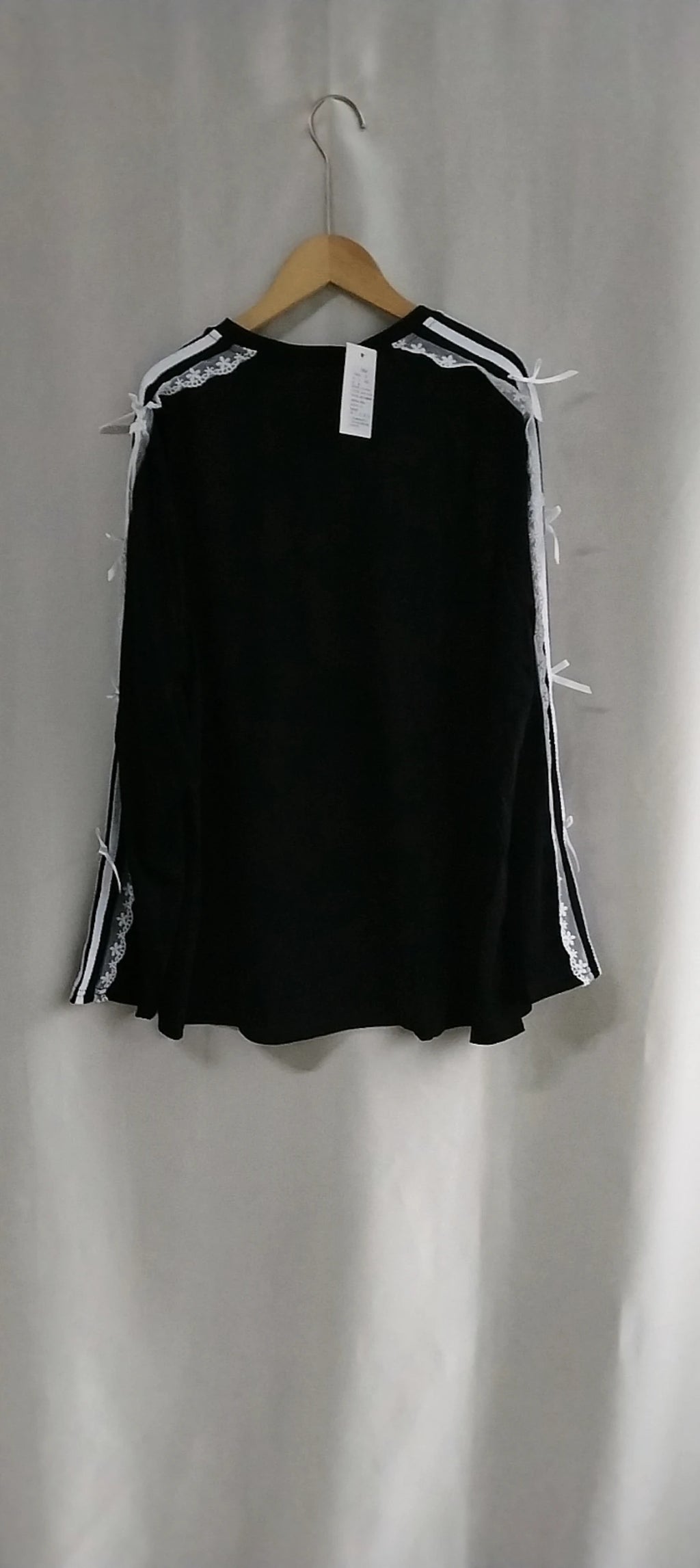 KUSAHIKI Bow Long Sleeved Causal T-shirt Spicy Girl Autumn Lace Patchwork Korean Medium Length Round Neck Versatile Y2k Top