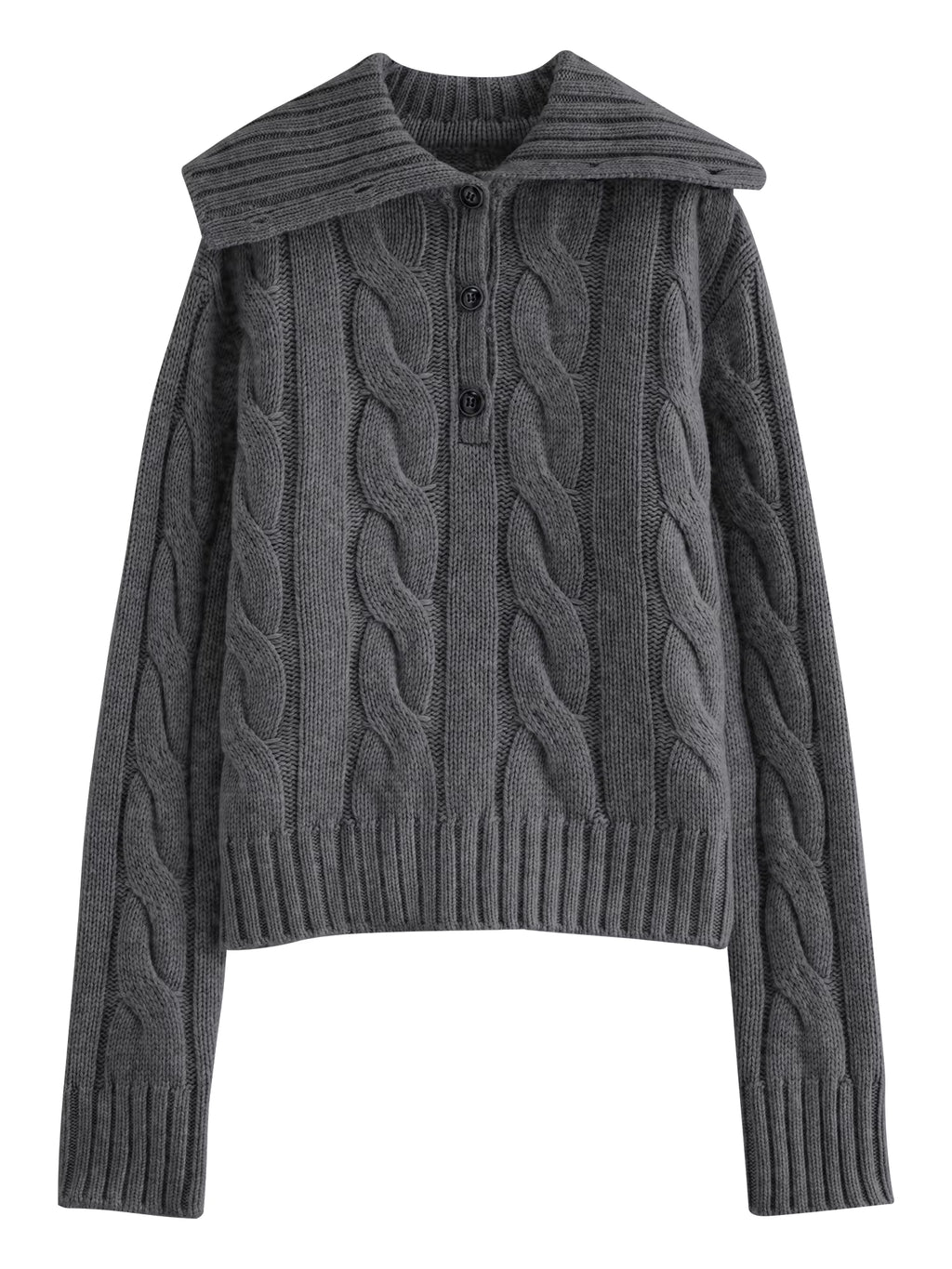 Reversible Turned-Up Collar Floral Knit Sweater for Women Winter 2025 New Arrival Slightly Oversized Fit Sweaters Pullovers