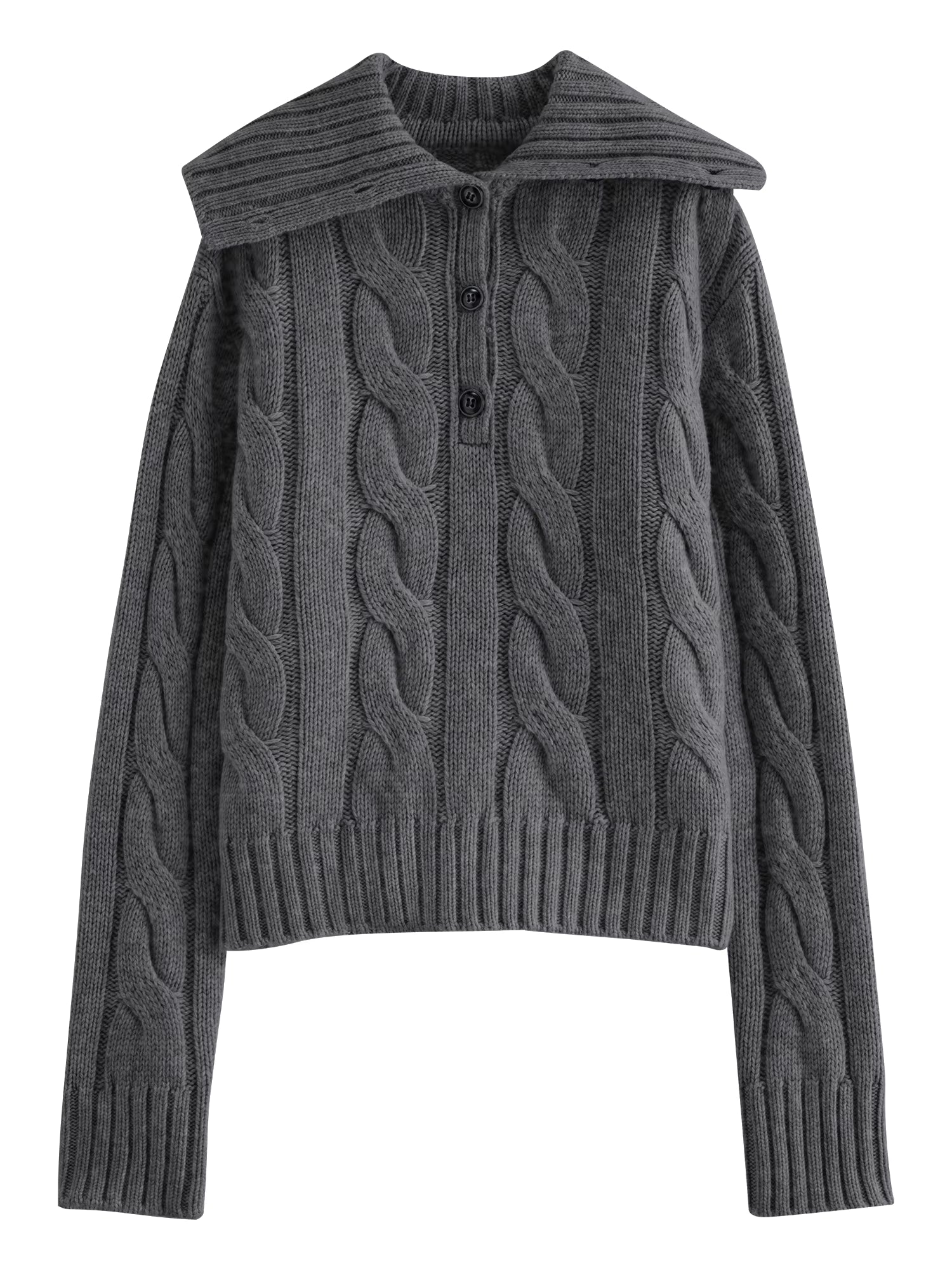 Reversible Turned-Up Collar Floral Knit Sweater for Women Winter 2025 New Arrival Slightly Oversized Fit Sweaters Pullovers