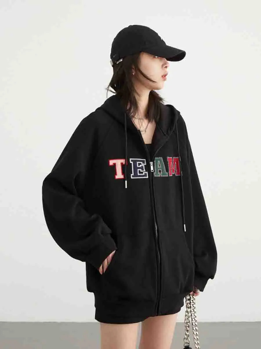 CHIC VEN Women's Sweatshirts Casual Loose Letter Printed Hoodie Fleece Coats Streetwear Female Clothes Spring Autumn New 2024