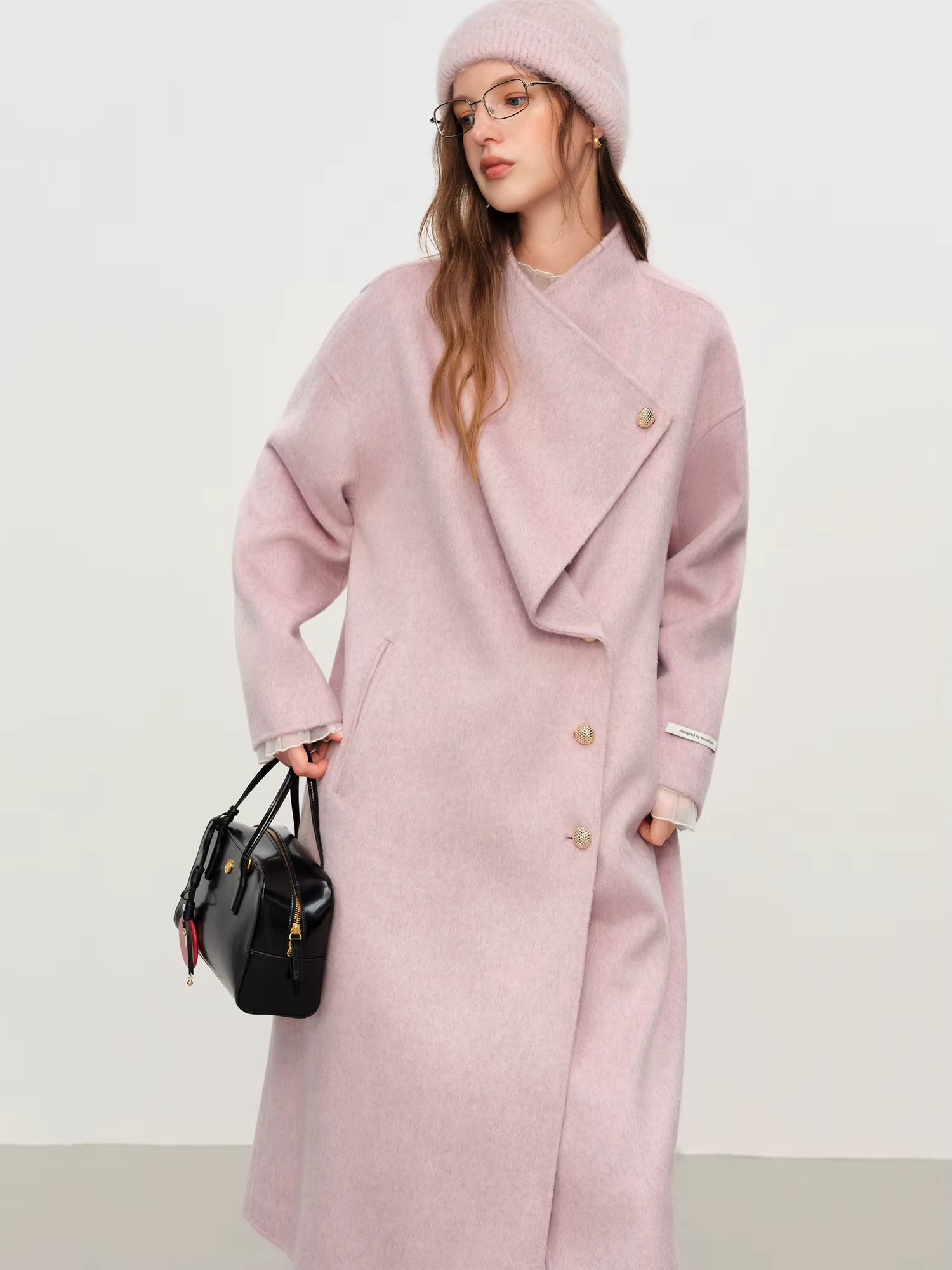 【Premium Series】Cashmere Luxury Casual Standalone Collar Elegant Double Faced Overcoat Women 2025 New Arrival Wool Coat