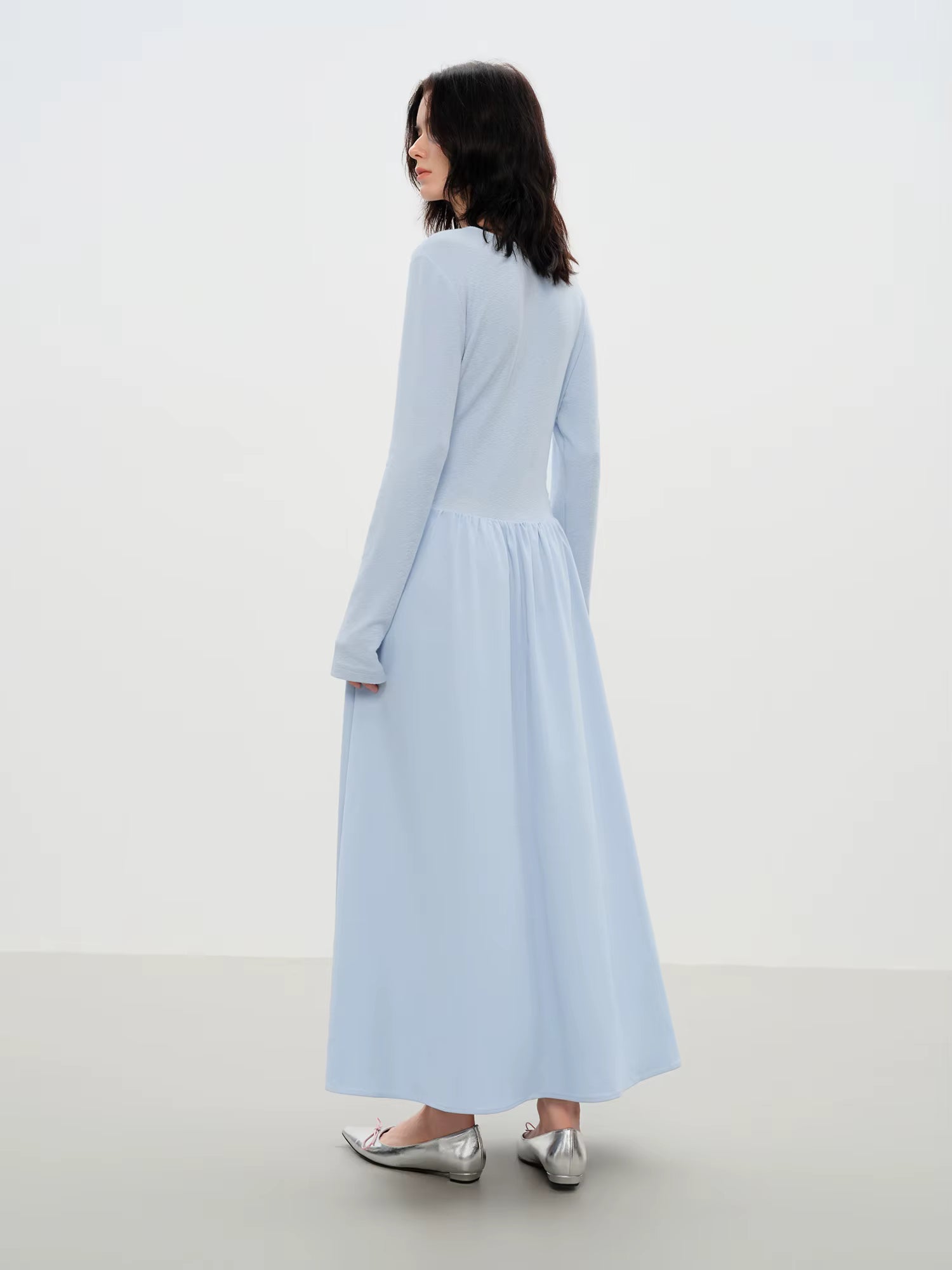 Elegant Autumn Party Dress Knit Patchwork Long Sleeves Dress for Women Fall Winter 2025 New Arrival Stretchy Inner Dresses
