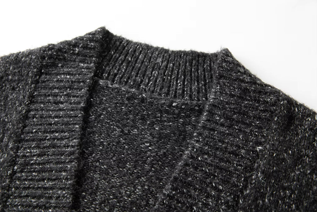 【Premium Series】Autumn Winter V-Neck Knitwear Women Yarn Dyed Cardigan Midi Skirt Two Piece Set Oversize Comfy with Scarf