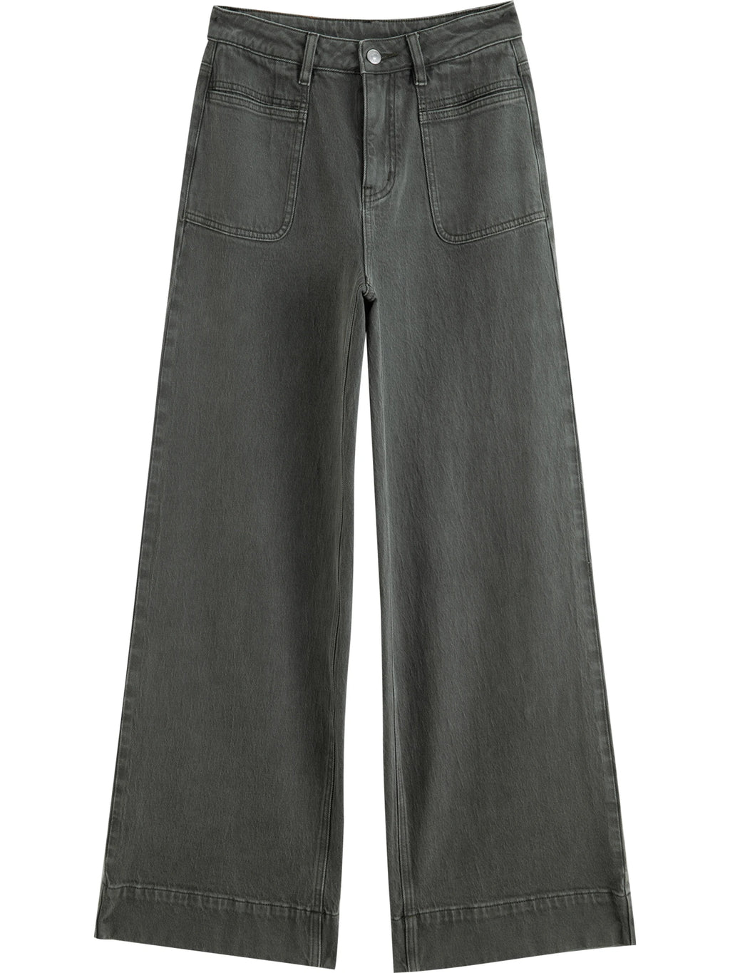 ZIQIAO Retro Custom-dyed Green Jeans for Women 2025 New Style Hip-covering Straight Pants Slim Wide-leg Long Pants