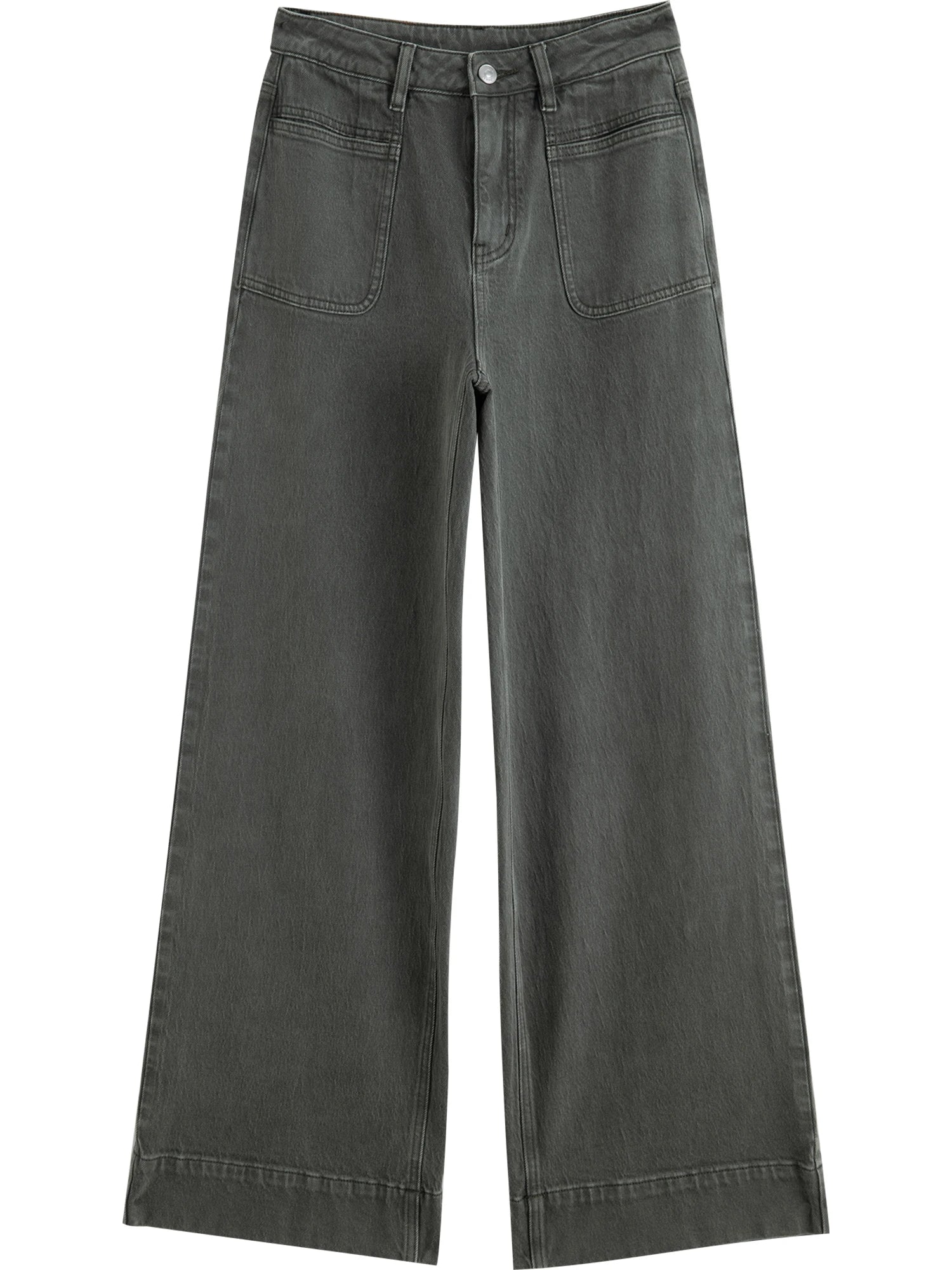 ZIQIAO Retro Custom-dyed Green Jeans for Women 2025 New Style Hip-covering Straight Pants Slim Wide-leg Long Pants