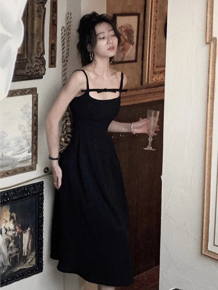 Elegant Chic Evening Party Y2K Mini Dresses New Summer Spaghetti Strap One Piece Midi Dress Korean Casual White Clothes Mujer