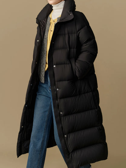 DUSHU 251.9G Filling Amount Plus Size Long Down Coat High-collar Down Jacket 2024 Winter New Design Coat Without Hat 24DS84062