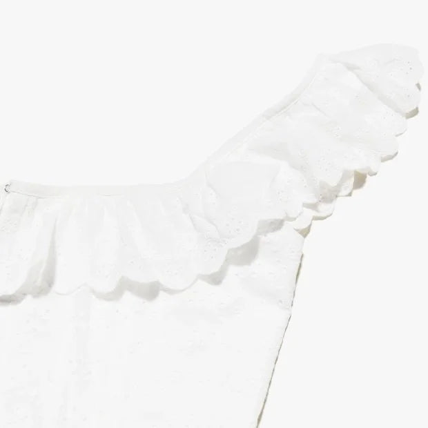 Romantic White Ruffled Square Neck Corset Top
