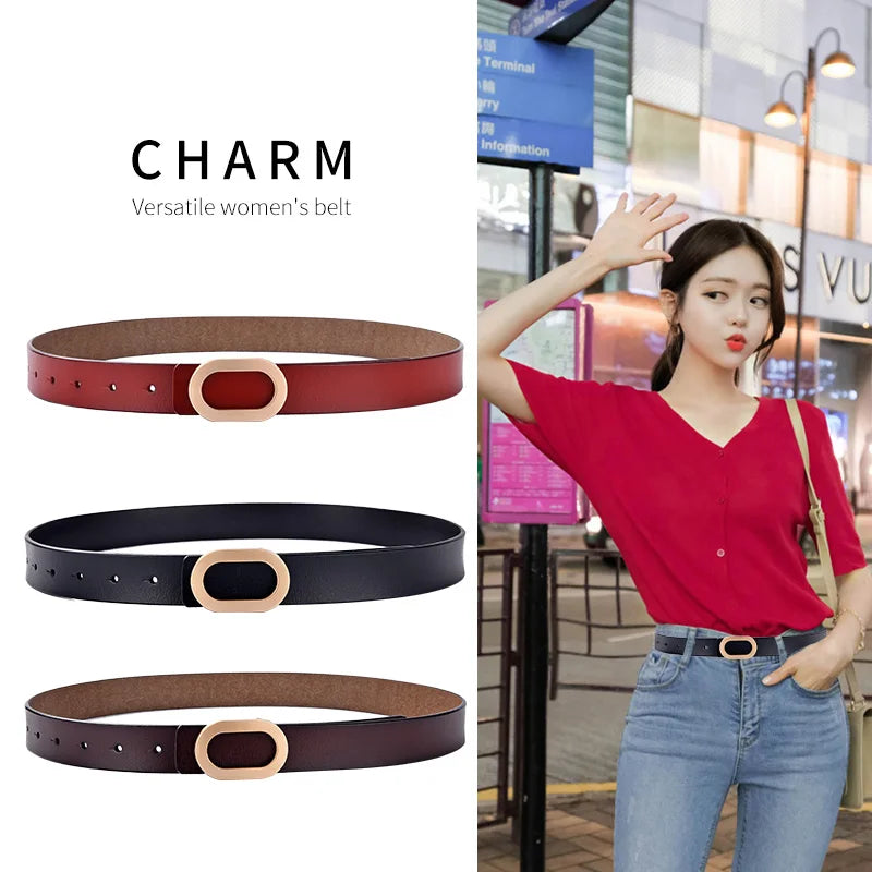 Women Belt Luxury Designer Needle Hole Adjustable Belt Buckle Fashion Leather Jeans Waistband Girl High Quality Female Belts New