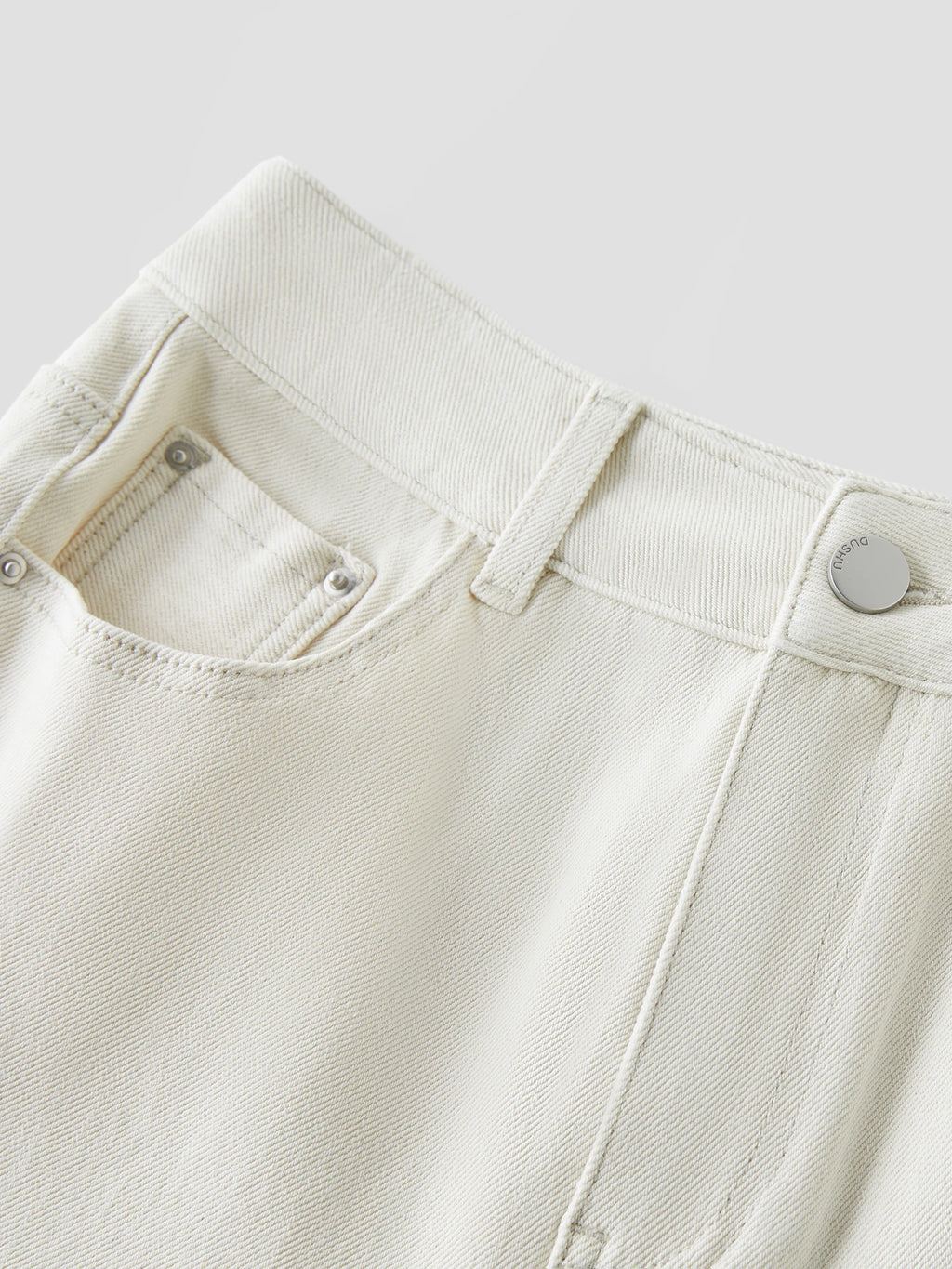 DUSHU Autumn 2025 Women's High Waist Jeans - Stretch White Straight Leg Pants Office Casual Versatile Long Trousers