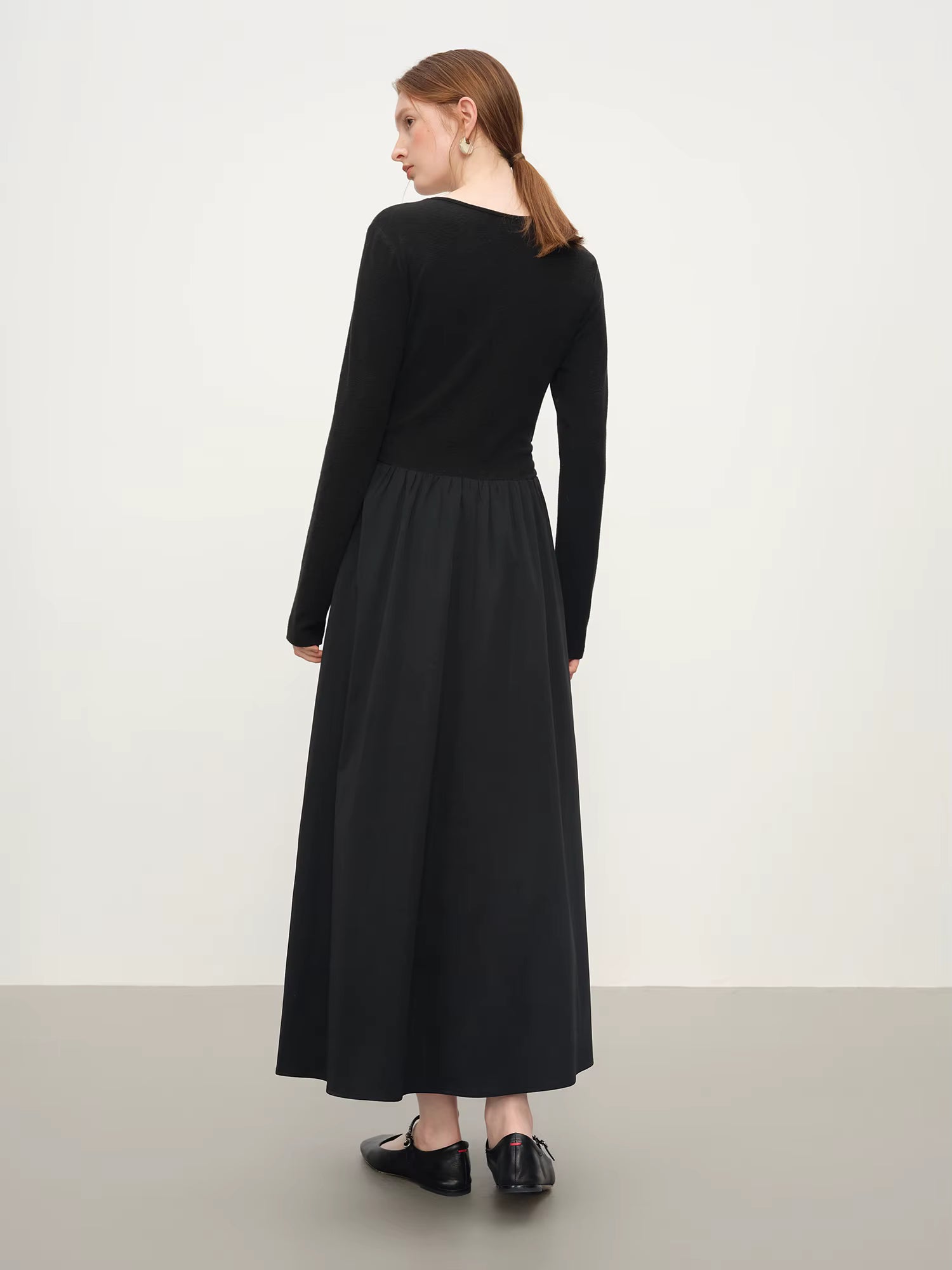 Elegant Autumn Party Dress Knit Patchwork Long Sleeves Dress for Women Fall Winter 2025 New Arrival Stretchy Inner Dresses
