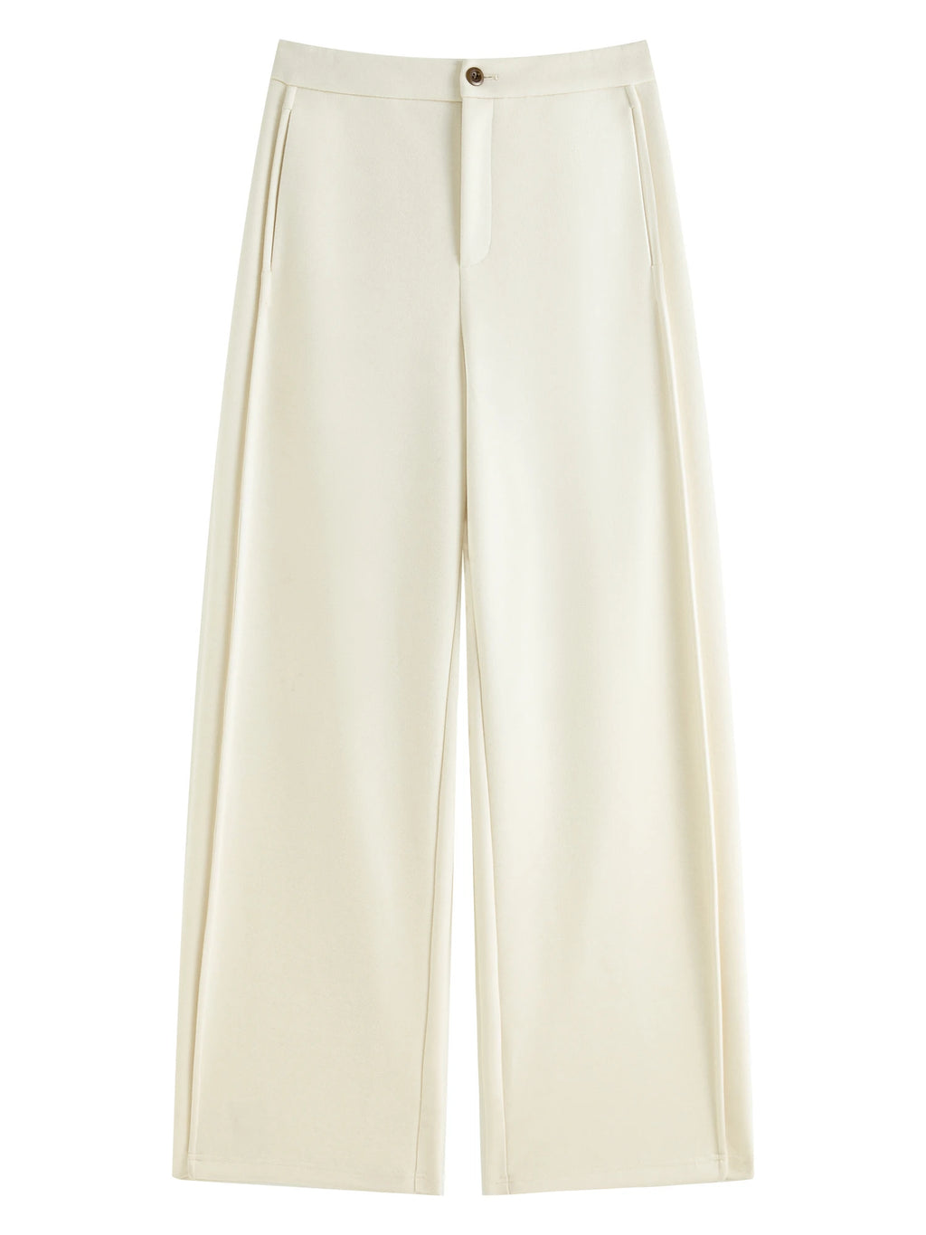 FSLE Women Winter Long Trouser Thick Straight Commuter Beige All-Match Pants 1.4% Wool 3.1% Acetate Women Thicken Pant 24FS14481