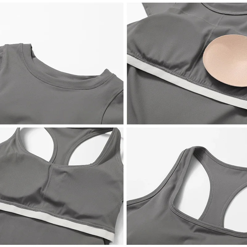 Tight Tennis Skirt Set Yoga Clothing Anti-Shine Bottom Pants Set Quick Dry High Waisted Hip Lifting Running Fitness Exercise Set