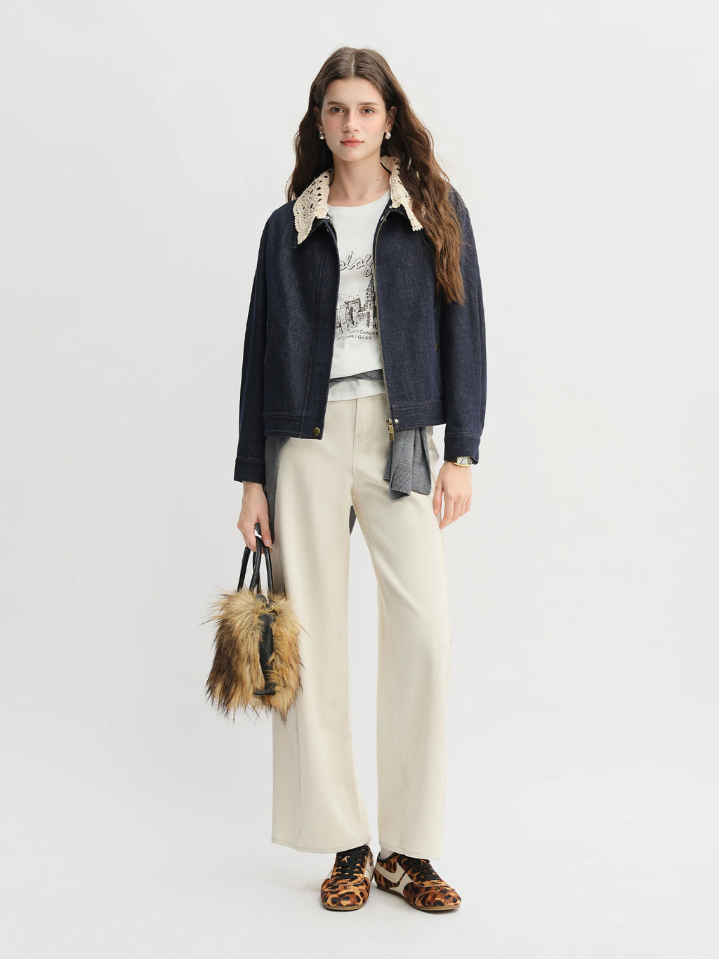 DUSHU Autumn 2025 Women's High Waist Jeans - Stretch White Straight Leg Pants Office Casual Versatile Long Trousers