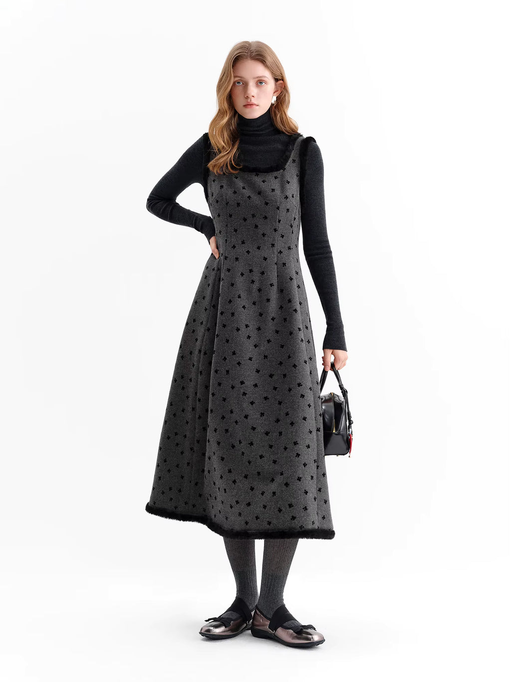 Sweet and elegant bow A-line sleeveless dress for women perfect for winter 2025 commuting leisure