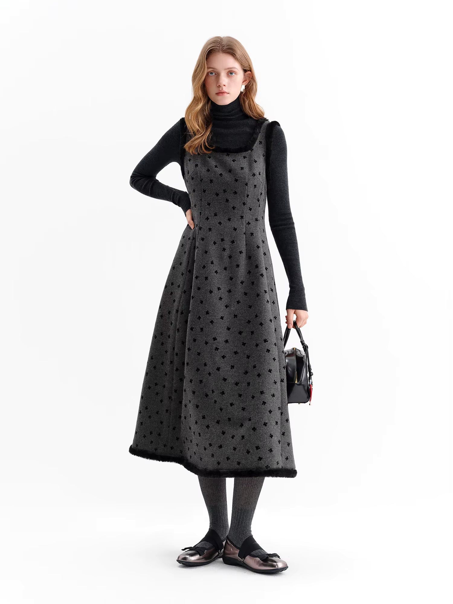 Sweet and elegant bow A-line sleeveless dress for women perfect for winter 2025 commuting leisure