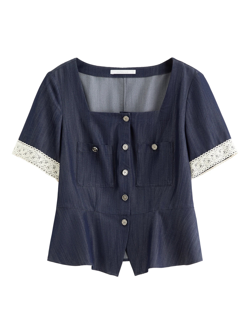 DUSHU Women's French Vintage Lace Square Neck Blouse Relaxed Wide-Leg Tros 2025 New Cowboy-Inspired Set