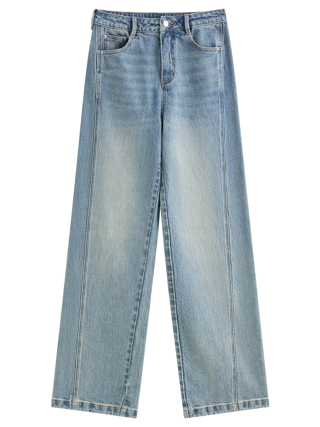 FSLE Retro Raw Denim High-waist Straight-leg Jeans Women's 2025 Early Autumn New 3D Cut Slimming Jeans