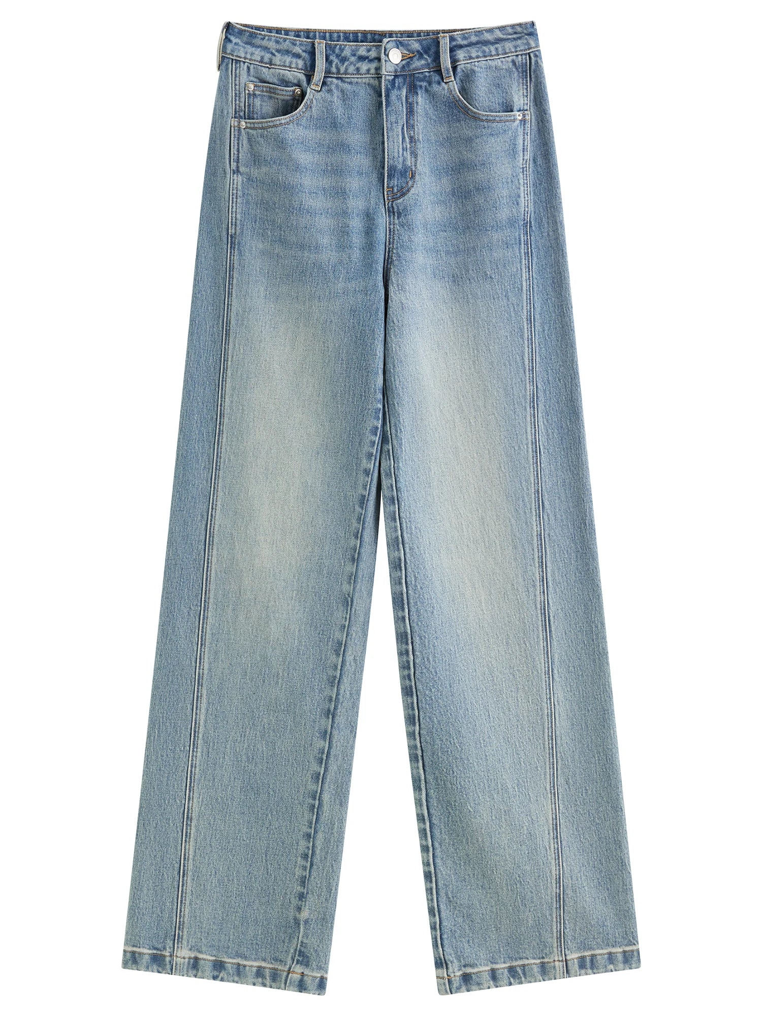 FSLE Retro Raw Denim High-waist Straight-leg Jeans Women's 2025 Early Autumn New 3D Cut Slimming Jeans