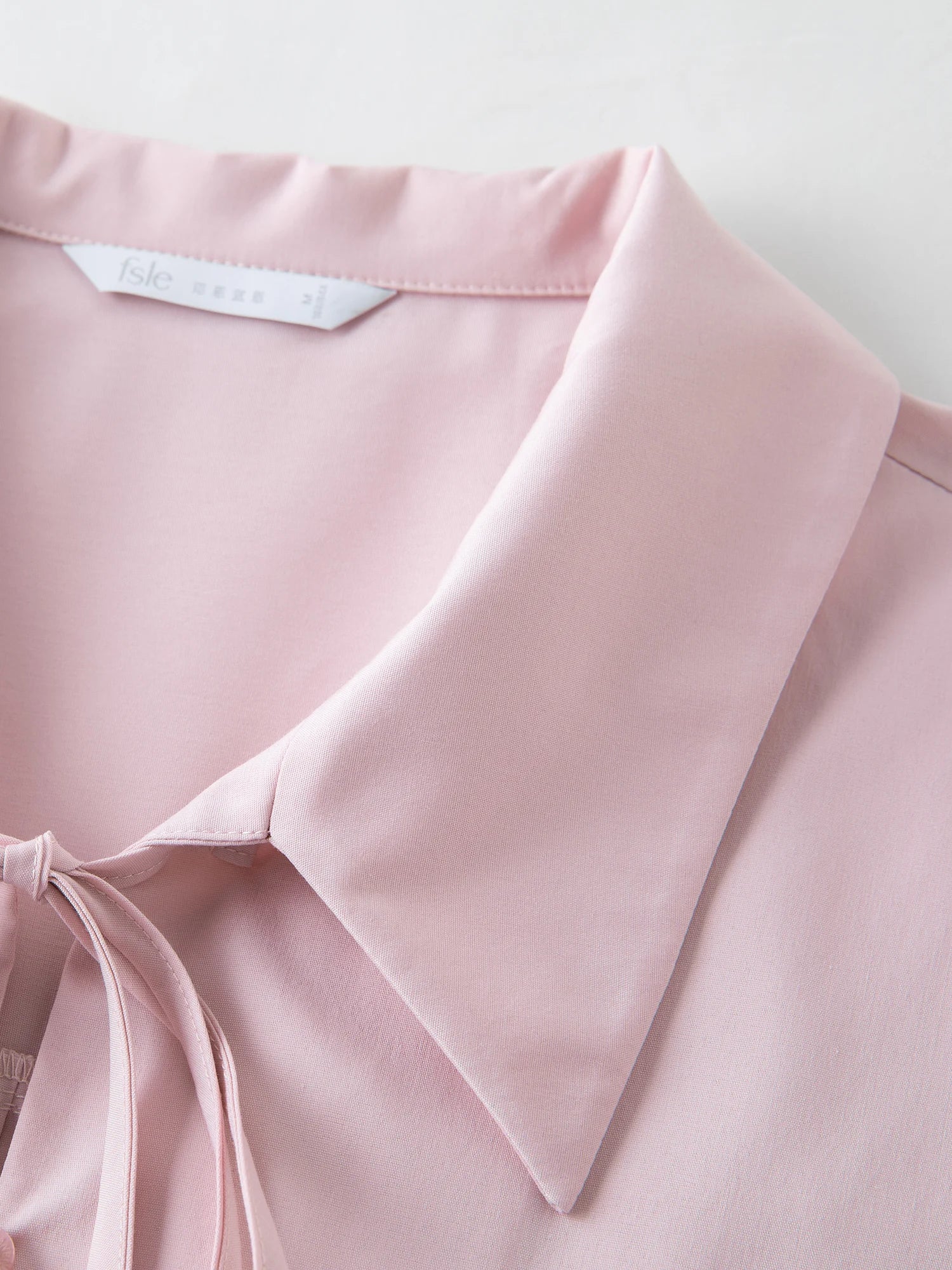 FSLE Autumn 2025 Women's French Inspired Blouse - Ruffle Trim Tie Front Loose Fit Shirt Collar Top Soft Blend Daily Wear